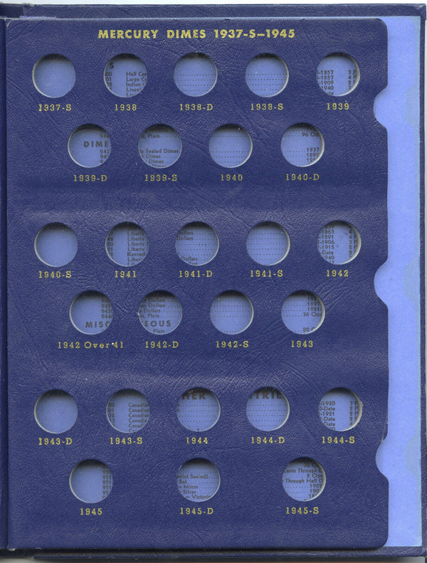 Mercury Dimes 1916 - 1945 Whitman Coin Set Folder 9413 Album - G506