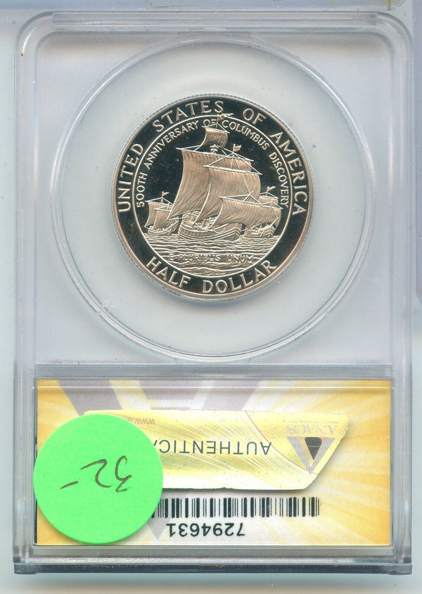 1992-S ANACS PF 69 Columbus Commemorative Half Dollar 50C San Francisco - ER908