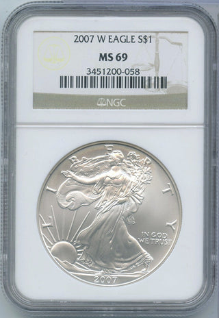 2007-W American Eagle 1 oz Silver Dollar NGC MS69 Coin West Point - DN519