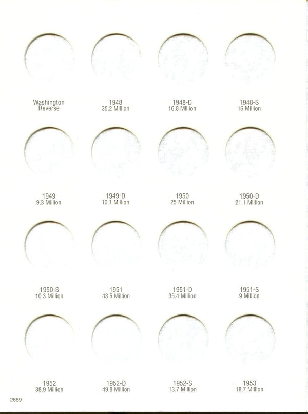 Coin Folder - Washington Quarter 1948 - 1964 Set - Harris Album 2689