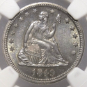 1849-O Seated Liberty Quarter NGC MS 61 Certified - New Orleans Mint - JY036