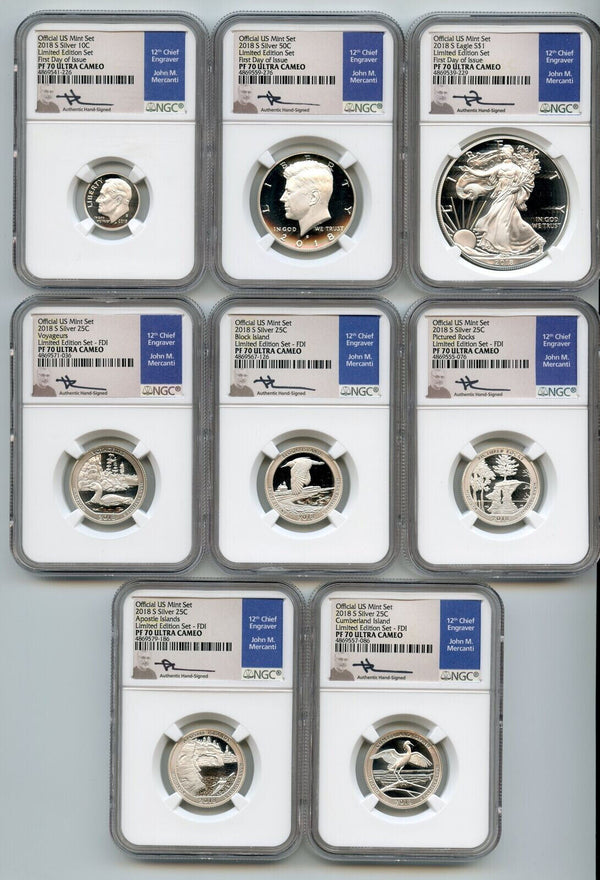 2018 Limited Edition Proof Set NGC PF70 UCAM First Day Mercanti Signature BJ392