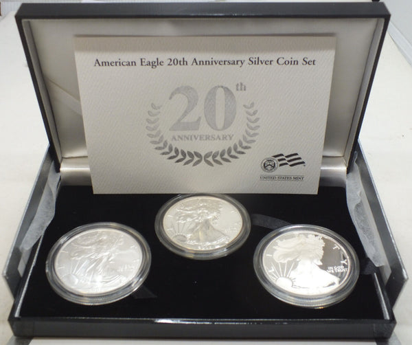 2006 American Eagle Silver Dollar 3-Coin Set US Mint 20th Anniversary - B671