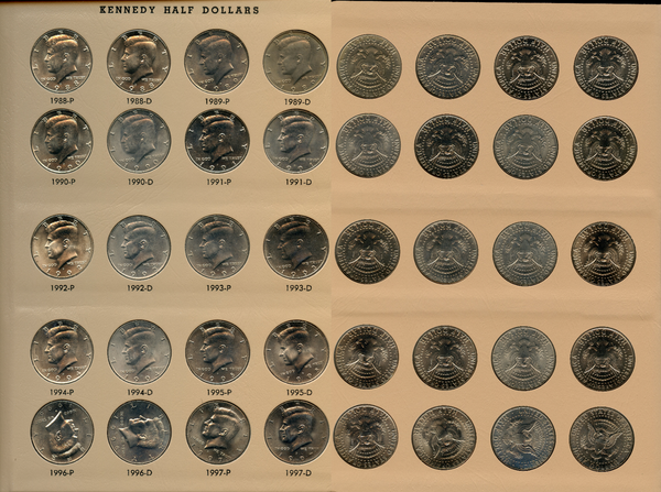 Kennedy Half Dollars 1964 - 2017 Dansco Album 100-Coin Set 50c Silver - JN722