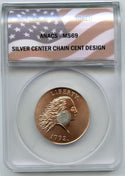 1792 Liberty Token ANACS MS69 Silver Center Chain Cent Design Medal - B514