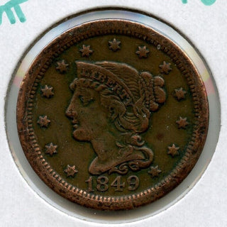 1849 P Braided Hair Large Cent 1C Philadelphia Mint -ER19