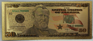 2009 $50 US Federal Reserve Novelty 24K Gold Foil Plated Note Bill 6