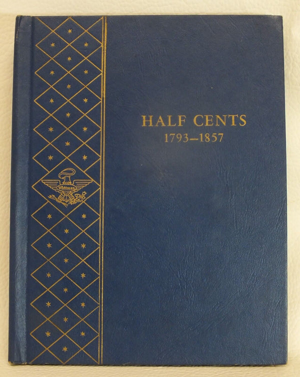 Whitman Used Coin Album Half Cents 1793-1857 1/2C 3 pages 9400 All Slides LH114