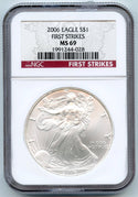 2006 American Eagle 1 oz Silver Dollar NGC MS69 First Strikes ounce - A193
