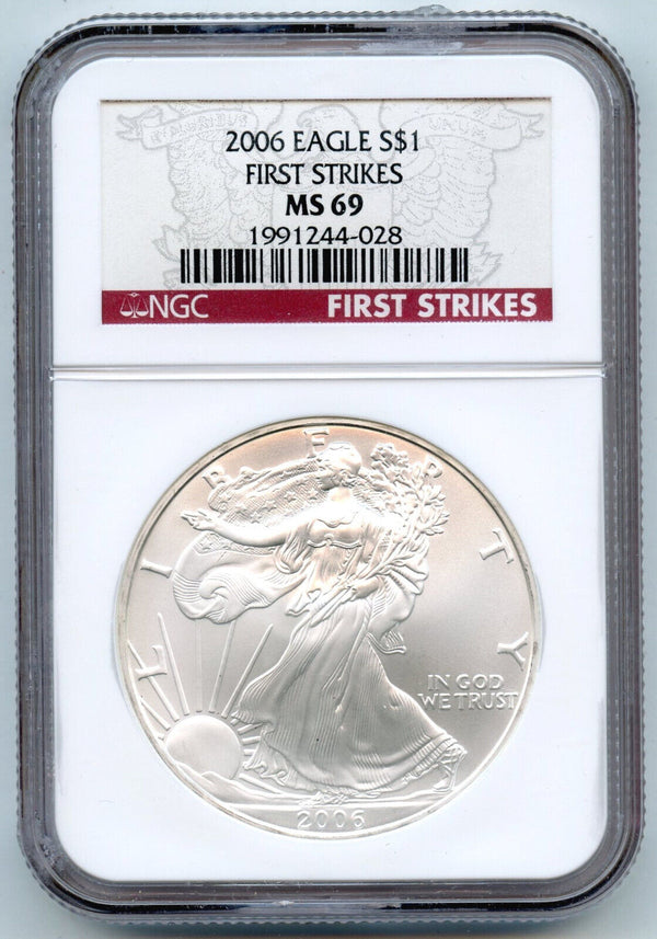 2006 American Eagle 1 oz Silver Dollar NGC MS69 First Strikes ounce - A193