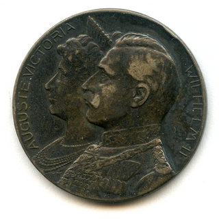 1906 Auguste Victoria Wilhelm II Wedding Anniversary Silver Medal - JN476