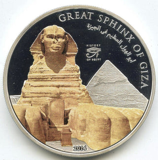 2014 Great Sphinx Giza Egypt Proof Coin $1 Cook Islands Silver-Plated - C420