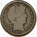 1907-S Barber Silver Half Dollar - San Francisco Mint - BQ912