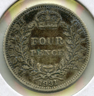 1931 British Guiana Coin Four Pence - King George V Guyana - G447