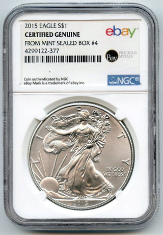 2015 American Eagle 1 oz Silver Dollar NGC Genuine eBay Mint Sealed Box #4 CA591