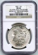 1887 Morgan Silver Dollar NGC MS66 Olathe Hoard US Treasury Bags - B798