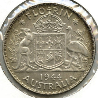 1944 Australia Silver Coin - One Florin - King George VI - A376