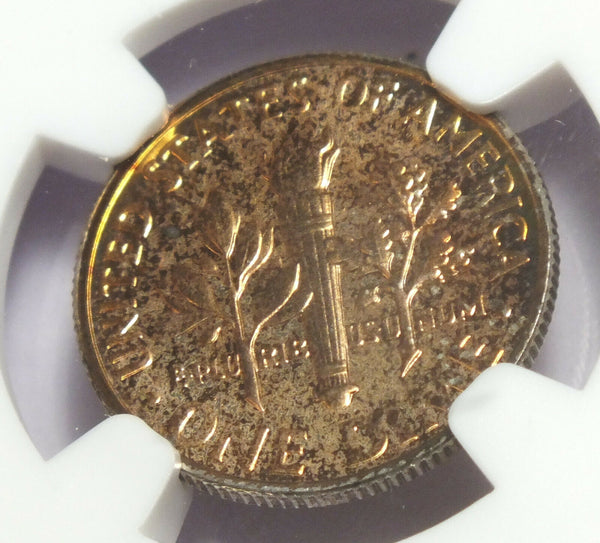 1963 Roosevelt Silver Dime NGC PF 65 Golden Toned Toning - BX958