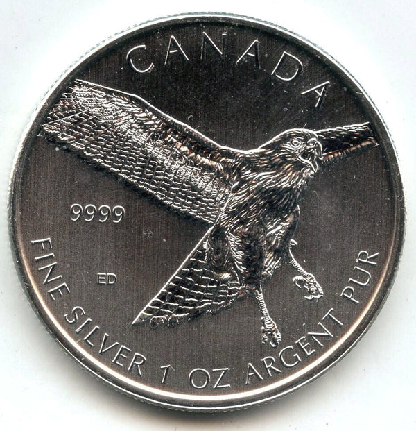 2015 Canada Red-Tailed Hawk 9999 Silver 1 oz $5 Coin - Birds of Prey - CC826