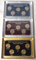 2004 State Quarters (3) Coin Sets - Philadelphia Denver Gold-plated - B488