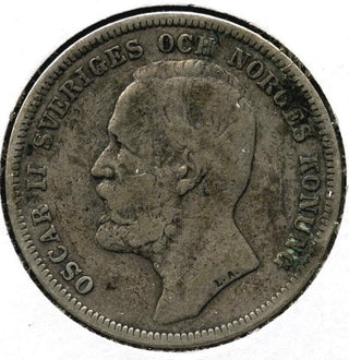 1904-EB Sweden Silver Coin - 1 Krona - Oscar II - B43