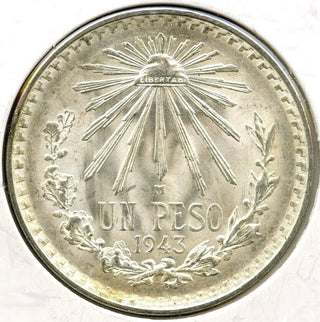 1943 Mexico Silver Un Peso Coin Moneda Plata - Estados Unidos Mexicanos - G722
