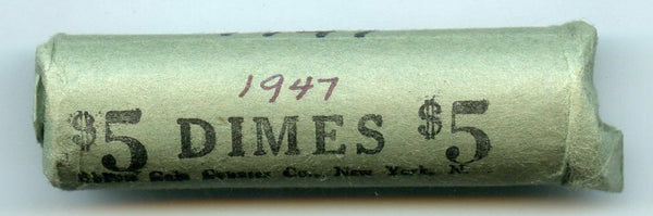 1947 Roosevelt Silver Dime 50-Coin Roll Philadelphia Uncirculated - BP469