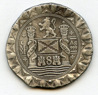1622 Atocha 8 Reales Shipwreck Silver .999 Pure Cob Antiqued Daniel Carr - JP155