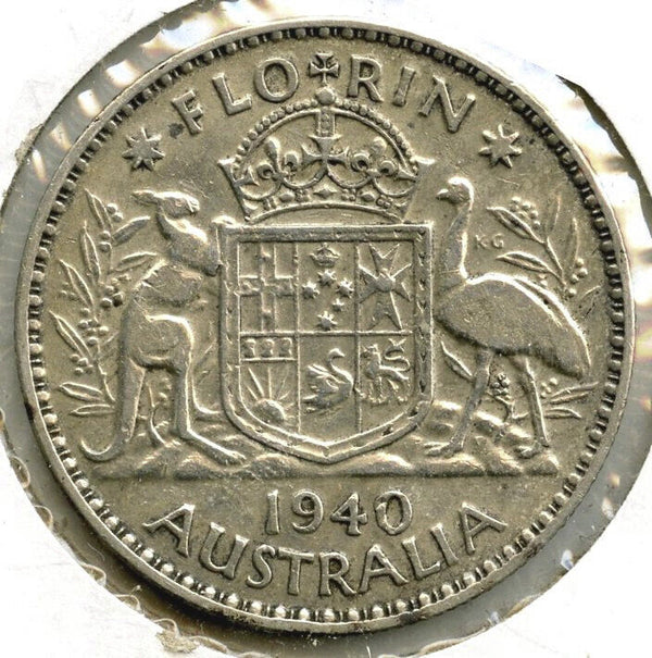1940 Australia Silver Coin - One Florin - King George VI - A373