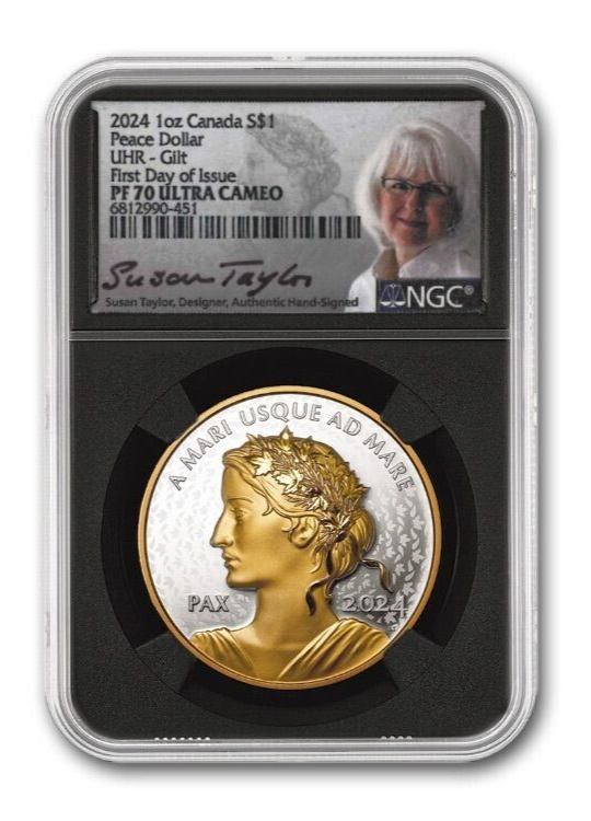 2024 Canada Peace Dollar 1 Oz Silver NGC PF70 $1 Susan Taylor First Day - JP567