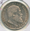 1912-F Germany Wurttenberg Silver 3 Mark Coin Wilhelm II -KR578