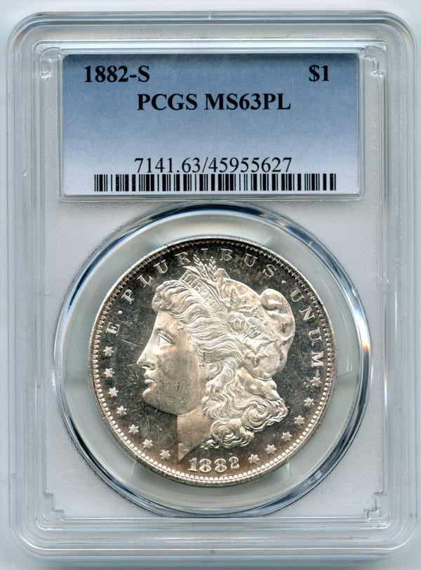 1882-S Morgan Silver Dollar PCGS MS63 PL Certified - San Francisco Mint - A171