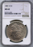 1881-S Morgan Silver Dollar NGC MS62  -New Orleans Mint-DM472