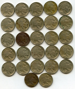 1913 Indian Head Buffalo Nickel Type 1 - Lot of 27 Coins - JN347