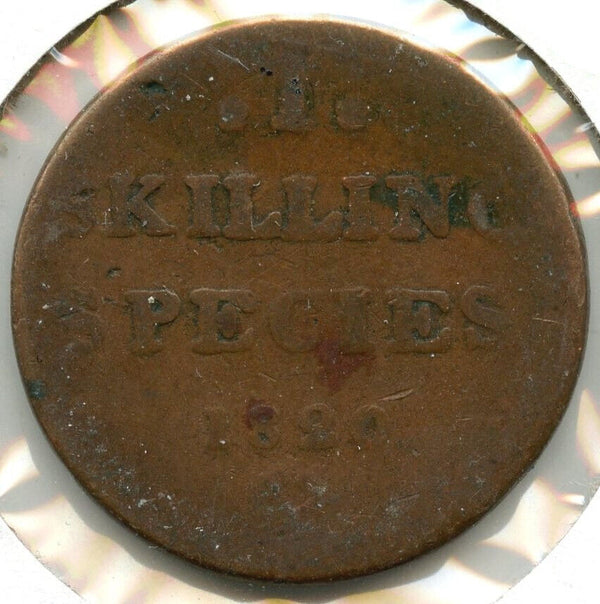 1820 Norway Coin 1 Skilling Species - CC817