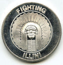Fighting Illini 999 Silver 1 oz Art Medal Illinois SilverTowne Round - B541
