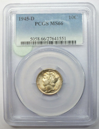 1945-D Mercury Silver Dime PCGS MS66 Toning Toned - Denver Mint - G299