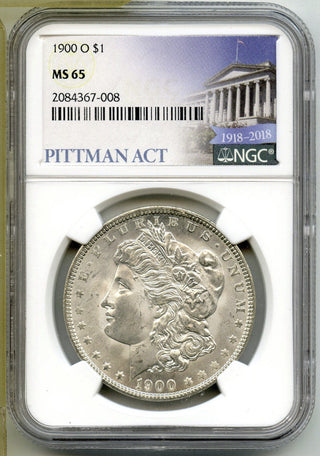 1900-O Morgan Silver Dollar NGC MS65 Pittman Act Label - New Orleans Mint - G576