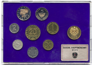 1987 Austria Proof 9-Coin Set - Austrian Mint - Schilling Groschen - E597