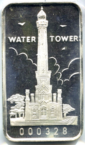 Water Tower The First National Bank of Chicago 999 Silver 1 oz Art Bar - DM658