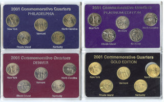 2001 State Quarters 20-Coin Set - Gold Platinum Denver Philadelphia - G953