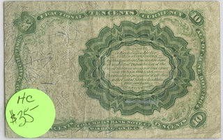 10 Cent United States Fractional Currency Note 5th Issue DN185