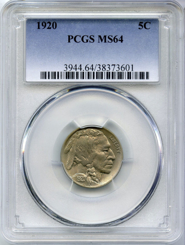 1920-P Indian Head Buffalo Nickel PCGS MS64 Certified -5 Cents- DM466