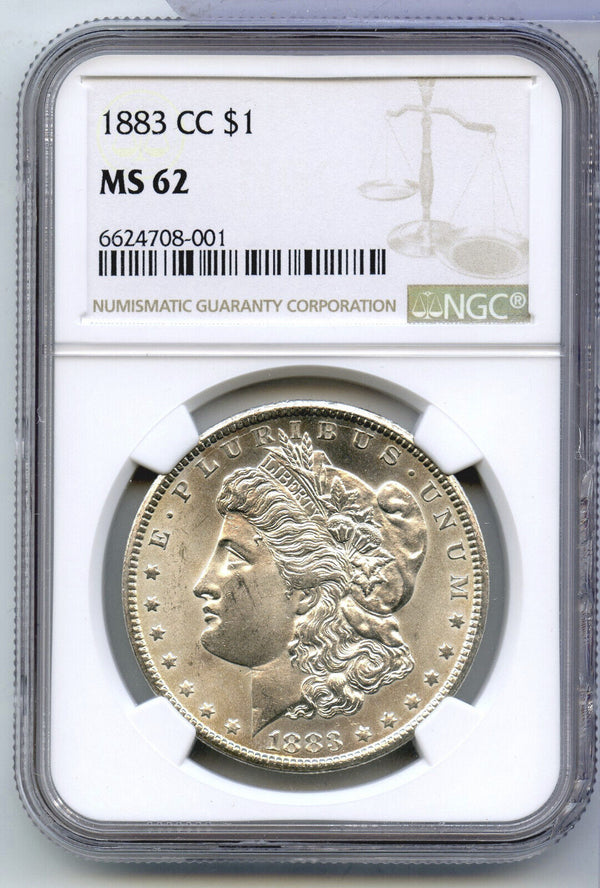 1883-CC Morgan Silver Dollar NGC MS62 Certified - Carson City Mint Toning -DM529