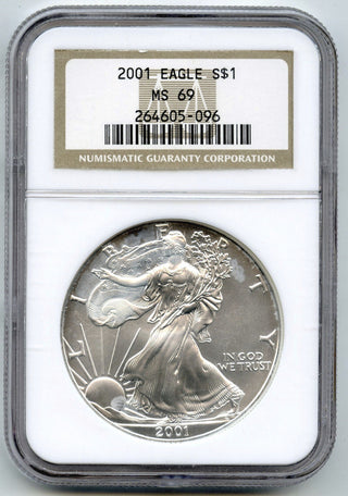 2001 American Eagle 1 oz Silver Dollar NGC MS69 Certified - Impaired - G934