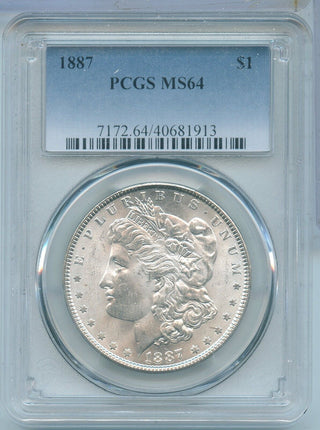 1887-P Morgan Silver Dollar PCGS MS64 Certified $1 Philadelphia Mint - KR296