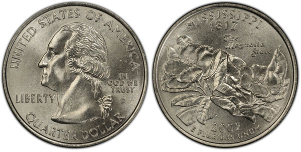 2002-D Mississippi Statehood Quarter 25C Uncirculated Coin Denver mint 040