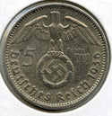 1936-A Germany Coin 5 Mark - Paul Von Hindenburg - Deutsches Reich - G498