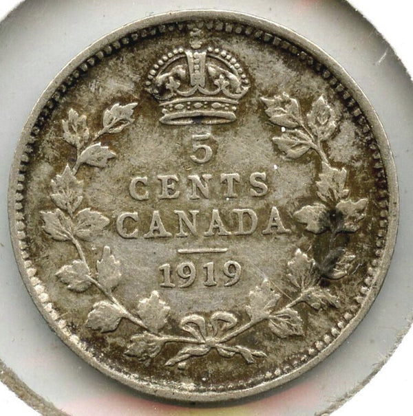 1919 Canada Silver Coin - 5 Cents - King George V - B28