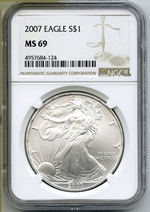 2007 American Eagle 1 oz Silver Dollar NGC MS69 Brown Label - US Mint Ounce C533